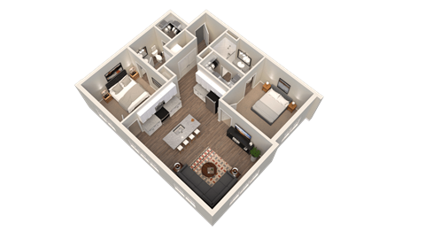 a floor plan of a two bedroom apartment at Kendall Park Too, Columbus