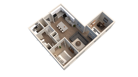 a floor plan of a two bedroom apartment at Kendall Park Too, Columbus Ohio