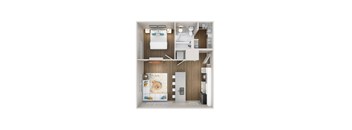 A small white kitchen with a fridge, sink, and cabinets.