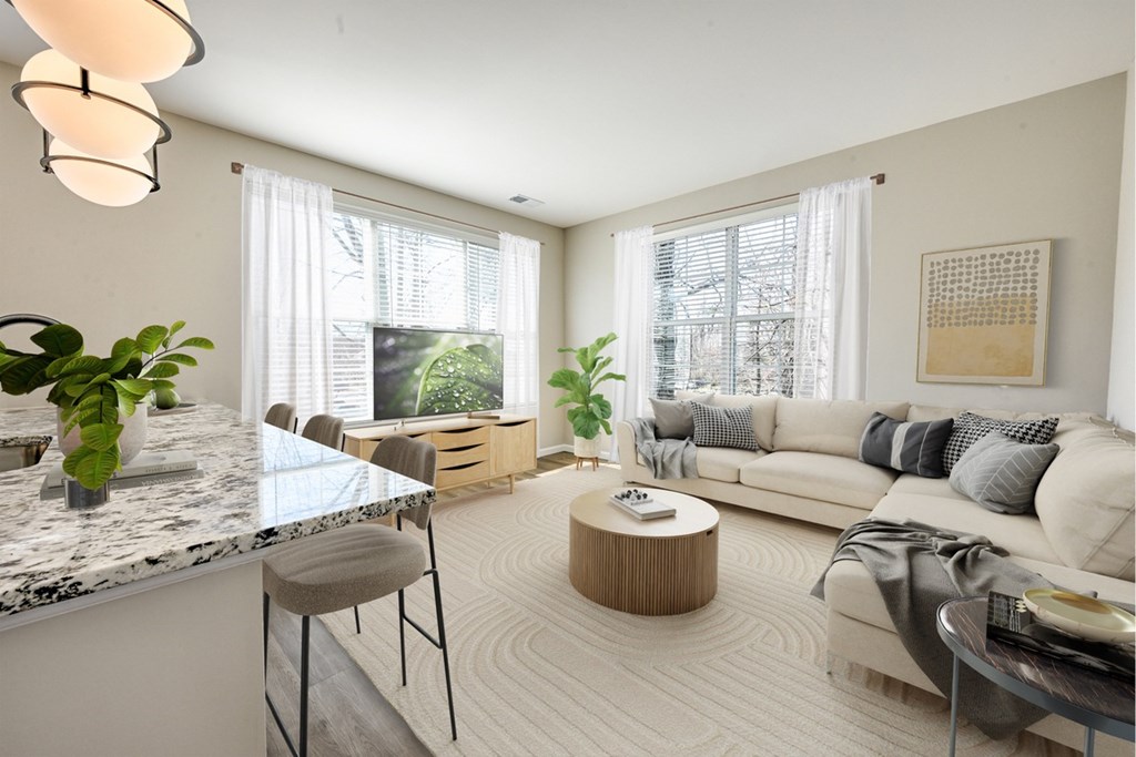 Bright Living Room at Fairmont Apartments, Westerville, OH, 43081
