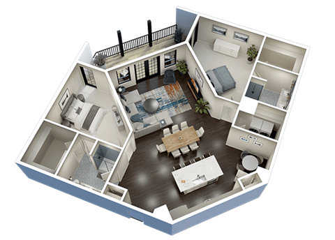 2 Bed 2 Bath D Floor Plan at Fairfax, Ohio, 43212