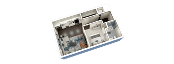 1 Bed 1 Bath E Floor Plan at Fairfax, Grandview, OH, 43212