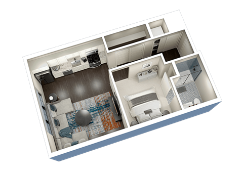 1 Bed 1 Bath E Floor Plan at Fairfax, Grandview, OH, 43212