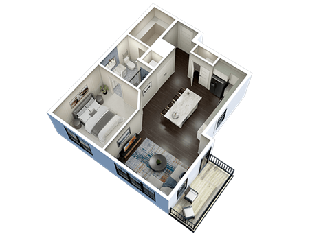 1 Bed 1 Bath G Floor Plan at Fairfax, Grandview, Ohio