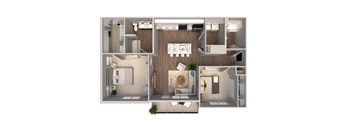 2 Bed 2 Bath Floor Plan at Fairmont Apartments, Westerville, OH, 43081