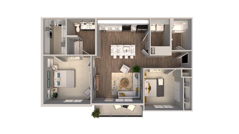 2 Bed 2 Bath Floor Plan at Fairmont Apartments, Westerville, OH, 43081