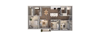 3 Bed 2 Bath Floor Plan at Fairmont Apartments, Westerville, OH