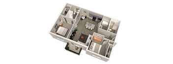 a 3d floor plan of a small apartment at Elan Park, Ohio, 43231