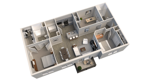 a 3d floor plan of an apartment at Elan Park, Columbus, OH 43231
