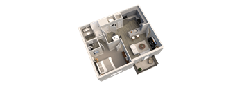 a 3d floor plan of a small apartment at Elan Park, Ohio