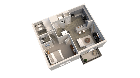 a 3d floor plan of a small apartment at Elan Park, Ohio