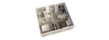 a 3d floor plan of a small apartment at Elan Park, Columbus