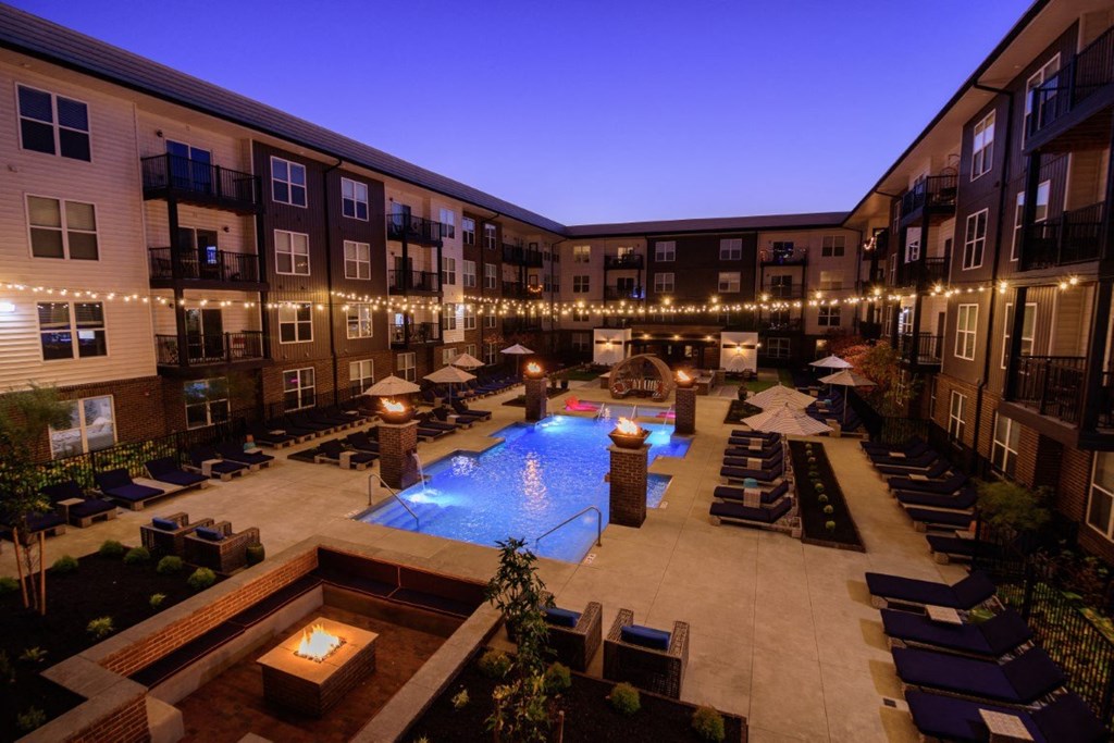 Taylor Pool at nightat Madison Park Apartments, Columbus, OH