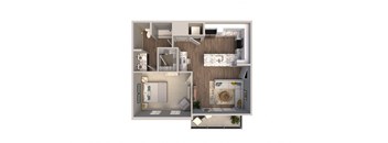 1Bed Floor Plan at Fairmont Apartments, Ohio, 43081