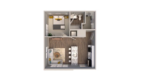 1Bed 1Bath Floor Plan at Fairmont Apartments, Ohio