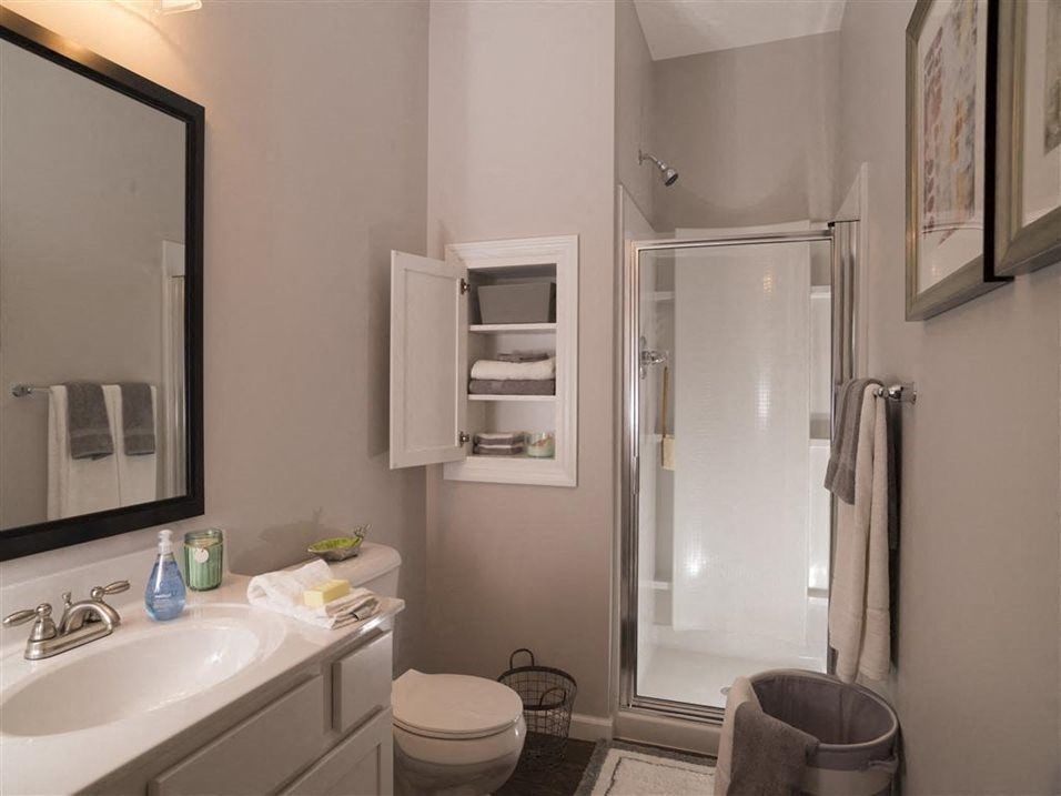 a bathroom with a sink toilet and shower at Kendall Park, Columbus, OH