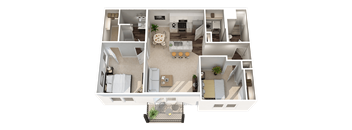 2 Bed 2 Bath B Floor Plan at Kendall Park Apartments , Columbus, OH