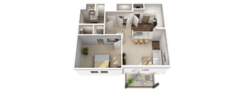 1 Bed 1 Bath H Floor Plan at Kendall Park Apartments , Ohio