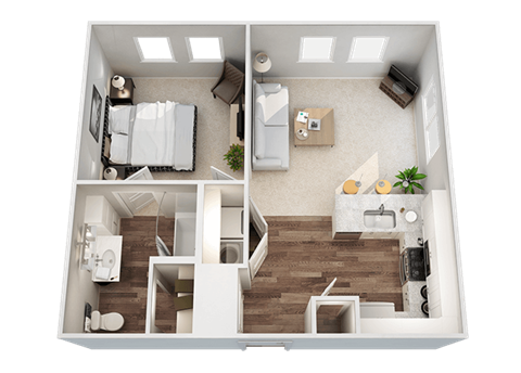 1 Bed 1 Bath M Floor Plan at Kendall Park Apartments , Ohio, 43220