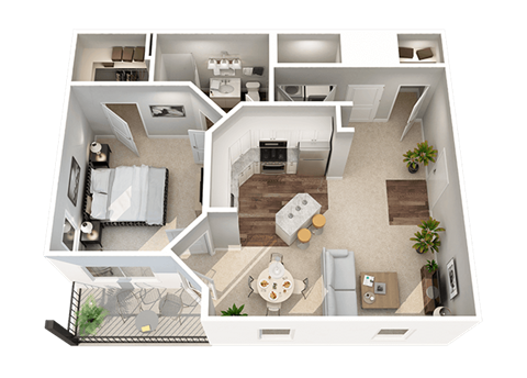 1 Bed 1 Bath R Floor Plan at Kendall Park Apartments , Columbus, OH, 43220