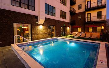 a swimming pool in front of a building at Fairfax, Grandview, Ohio