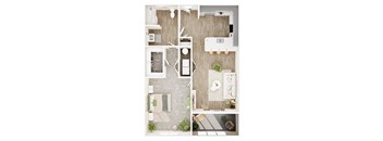 A series of images showing a top-down view of a small apartment layout.