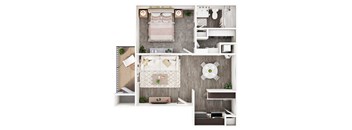 1 Bedroom 1 Bath Floorplan at Hillcrest Apartments, Texas, 76040