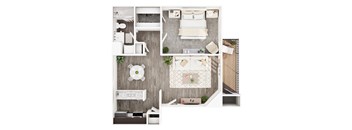 1 Bed 1 Bathroom Floorplan at Hillcrest Apartments, Texas
