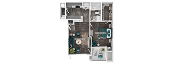 1 Bed 1 Bath Floorplan B at Silverleaf Apartments, Ft Worth, TX