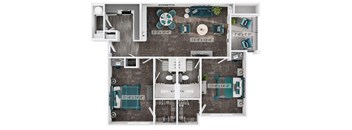 2 Bed 2 Bath Floorplan B at Silverleaf Apartments, Texas, 76120