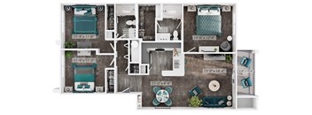 3 Bed 2 Bath Floorplan at Silverleaf Apartments, Ft Worth, TX 76120 