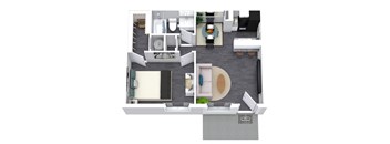 a floor plan of a house with a bedroom and a living room