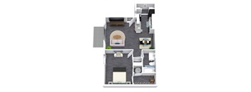 a floor plan of a house with a bedroom and a living room