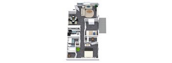 a 3d drawing of a floor plan of a house