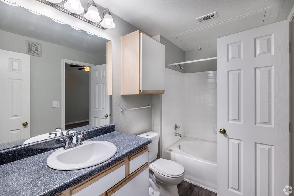a bathroom with a sink toilet and a mirror