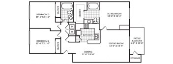 C1 - Three Bedroom Two Bath