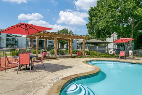 our apartments have a resort style pool and patio