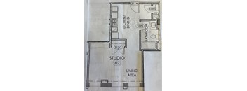 a drawing of a floor plan for a studio apartment
