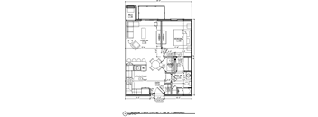 a floor plan of a small house with a kitchen and a living room