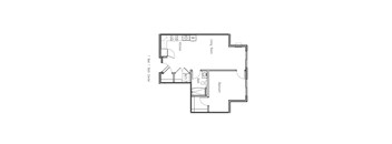 a floor plan of a small house with a bedroom and a living room