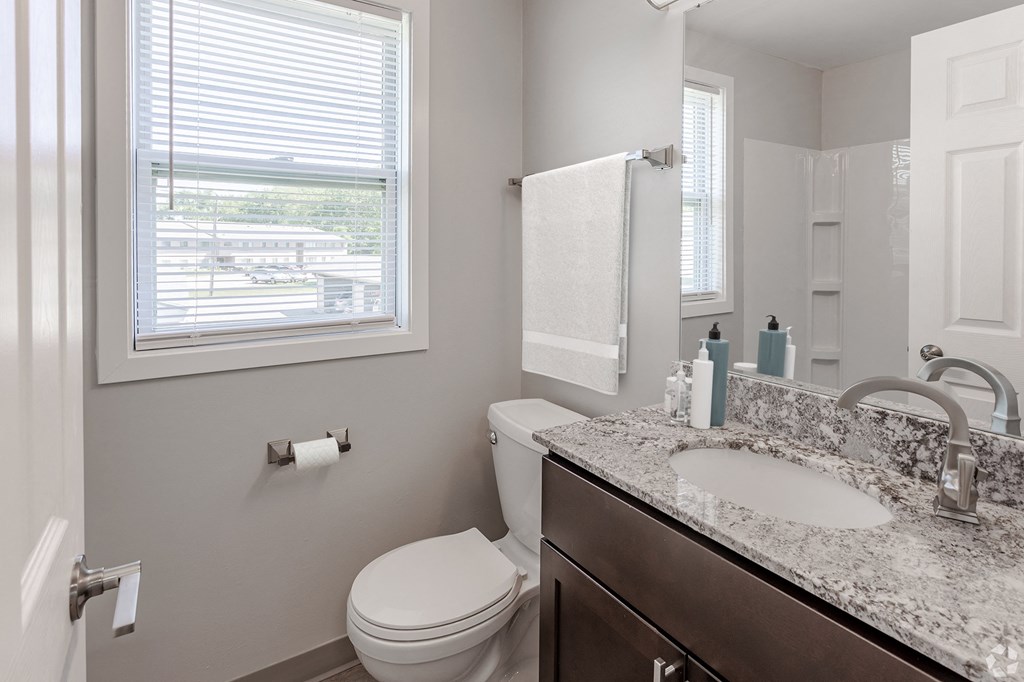 a bathroom with a toilet and sink and a window