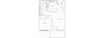 a floor plan of a house with a bedroom and a living room