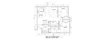 A detailed architectural drawing of a floor plan for a unit labeled "D" with dimensions and room layout.