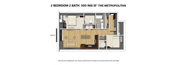 Metropolitan 2 BD 2 BA Floor Plan