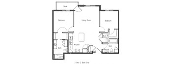 a floor plan of a house with bedrooms and a living room