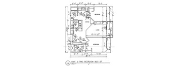 A drawing of a two bedroom apartment layout.