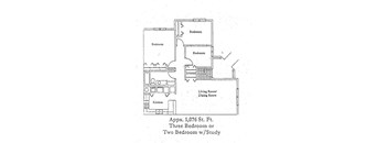 A drawing of a floor plan for a property at 1,076 St. Ft.