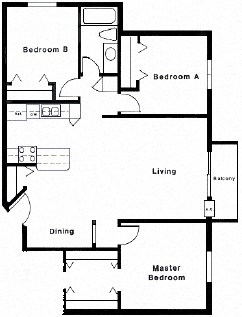 3 bed floor plan