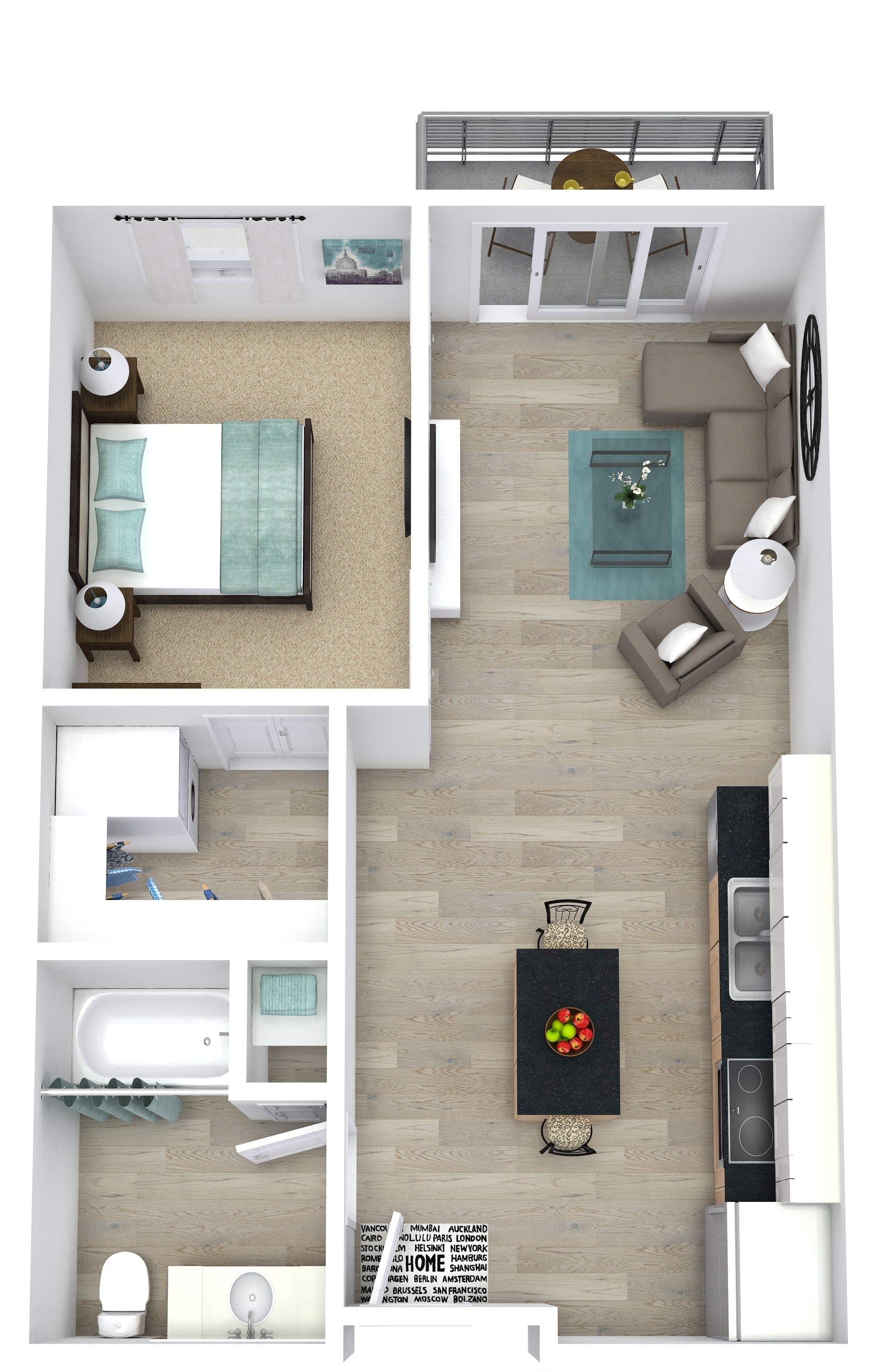 Studio, 573 sq ft, Bedroom Closet