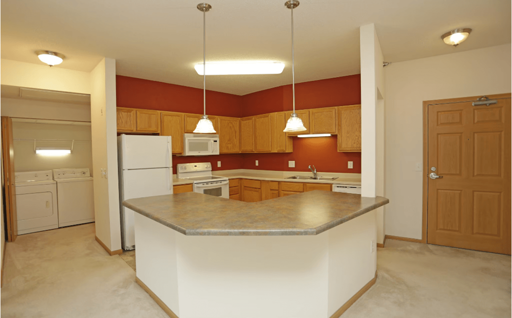a view of the kitchen from the living room
